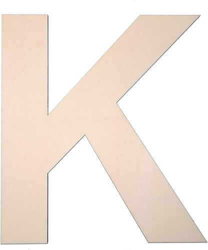 12 Inch Wooden Letter K, 1/4 Inch Thick Large Unfinished Wood Letter for DIY Crafts Home Wall Decor