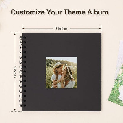 Scrapbook Album 8x8 Inches Photo Album Hardcover Kraft with Window Scrap Book Blank Memory Book for Baby Wedding Guest Book Couples Graduation Travel DIY Anniversary, 40 Pages Black