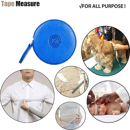 Sewing Tape Measure, Medical Body Cloth Tailor Craft Dieting Measuring Tape, 60 Inch/1.5M Dual Sided Retractable Ruler with Push Button Round(1 Pack, Blue)
