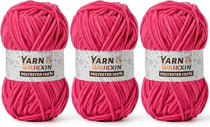 3 Pack Soft Chenille Yarn for Crocheting, Fluffy Chunky Crochet Yarn for Baby Blanket, (5.29oz/196.8yds) Fuzzy Velvet Yarn for Amigurumi&DIY Puzzle、Crafts、Scarf(3 Rose)