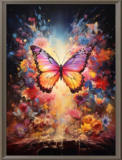 Leczany Cross Stitch Stamped Kit for Adults - Colorful Butterfly | DIY Embroidery Starter Patterns Craft Kit Needlepoint for Beginner | 11CT, 3 Strands | 13x16.9 inches
