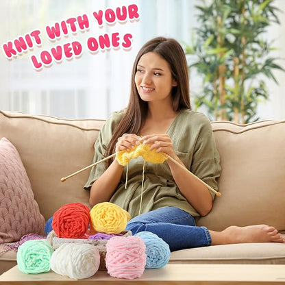 Buryeah 8 Pack Chunky Chenille Yarn for Crocheting Soft Thick Fluffy Yarn for Hand Knitting Bulky Velvet Blanket Plush for Weaving DIY Crafts Each 3.5 oz 55 Yards (Candy Colors)