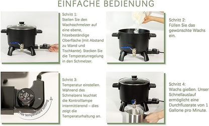 Wax Melter for Candle Making, 6Qts Candle Wax Melting Pot with Spout for Soy Wax Soap Base Easy Pour & Non-Stick & Temps