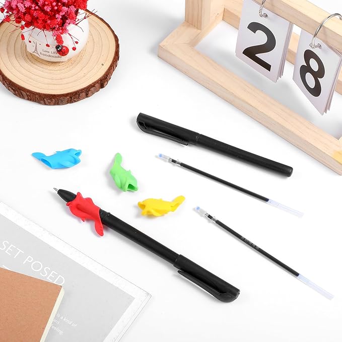 KFHENSOMR Magic Pens & Refills for Magic Practice Copybook, Grooved Handwriting Book Invisible Ink Pen Maker with Writing Grip, Reusable Workbooks Disappearing Ink Pen for 3-5 Drawing