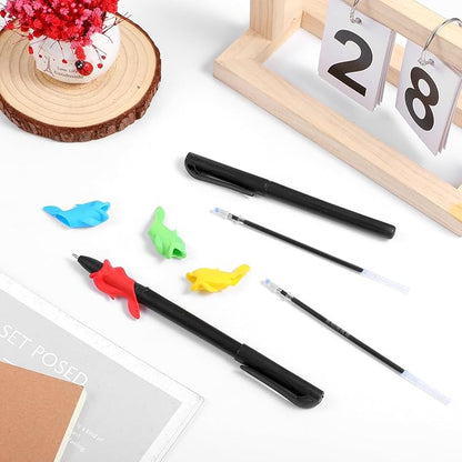 KFHENSOMR Magic Pens & Refills for Magic Practice Copybook, Grooved Handwriting Book Invisible Ink Pen Maker with Writing Grip, Reusable Workbooks Disappearing Ink Pen for 3-5 Drawing