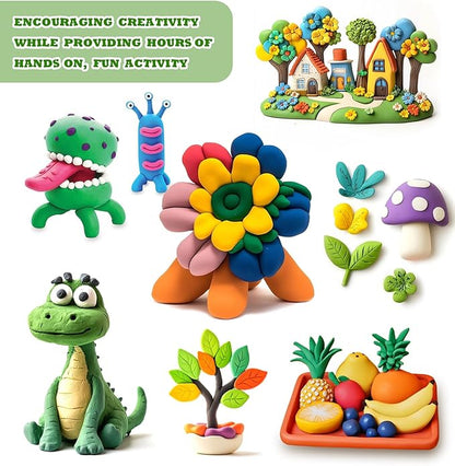 Air Dry Clay 100 Colors Foam Clay Non-Sticky Soft Air Dry Foam Clay, Moldable Super Light Clay with Sculpting Tools, Guide, Perfect for Arts, Crafts
