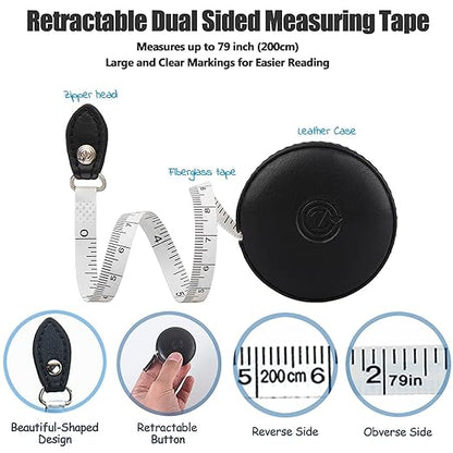 Tape Measure Body Measuring Tape 80inch/205cm Lock Pin Retract Tape Measure for Tailor Fitness Clothes Sewing Handcrafts Weight Loss Body Measurement