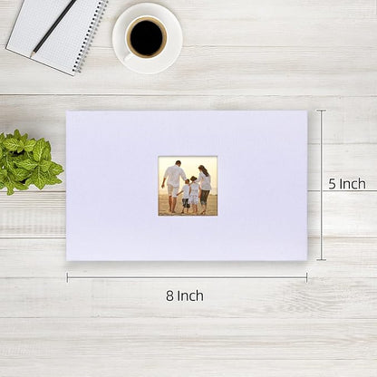 potricher Small Photo Album 4x6 100 Photos Linen Cover Picture Photo Book for Family Wedding Anniversary Baby Vacation (White,100 Pockets)