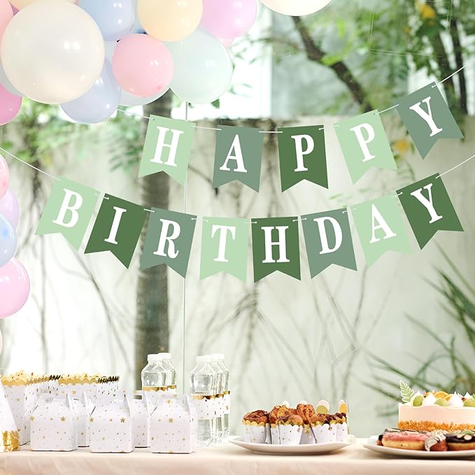 Mooliwe 171 Pcs DIY Custom Banner Kit Make Your Own Customizable Sign for Birthday Wedding Party Decoration Include 20 Paper Pennant 148 Letters and Numbers 1 Rope 2 Threading Device(Green)