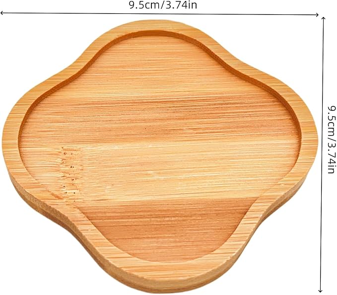 4PCS Mosaic Bamboo Coasters for Crafts, Blank Base Trays, Drinking Cup Coaster, Plant Coaster, Art Plate,DIY Mosaic Supplies (Four-Leaf Clover)