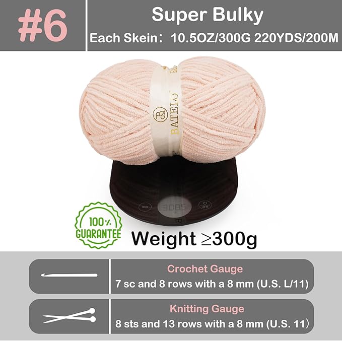 Chenille Yarn for Crocheting & Knitting 880 Yards, Soft Thick Fluffy Bulky Blanket Yarn, 4 Pack of 10.5oz(Pastel Pink)