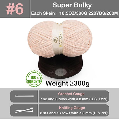 Chenille Yarn for Crocheting & Knitting 880 Yards, Soft Thick Fluffy Bulky Blanket Yarn, 4 Pack of 10.5oz(Pastel Pink)