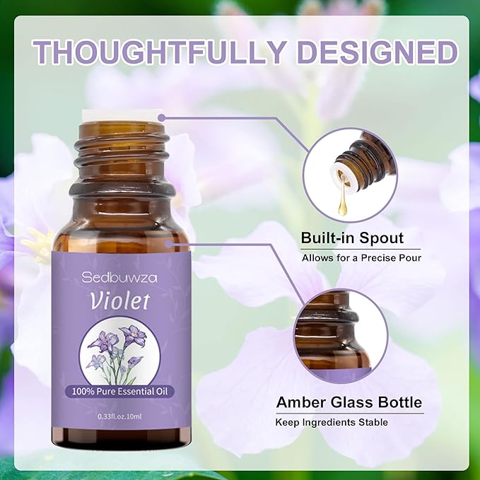 Sedbuwza Violet Essential Oil, 100% Pure Organic Violet Aromatherapy Gift Oil for Diffuser, Humidifier, Soap, Candle, Perfume