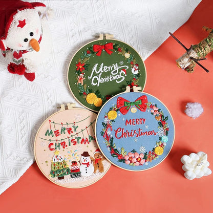 Konrisa Embroidery Kits Merry Christmas Pattern Embroidery Starter Kits for Adults Beginner DIY Sewing Needlepoint Cross Stitch Practice Kit Christmas Home Decoration Handmade Gifts - Image 3