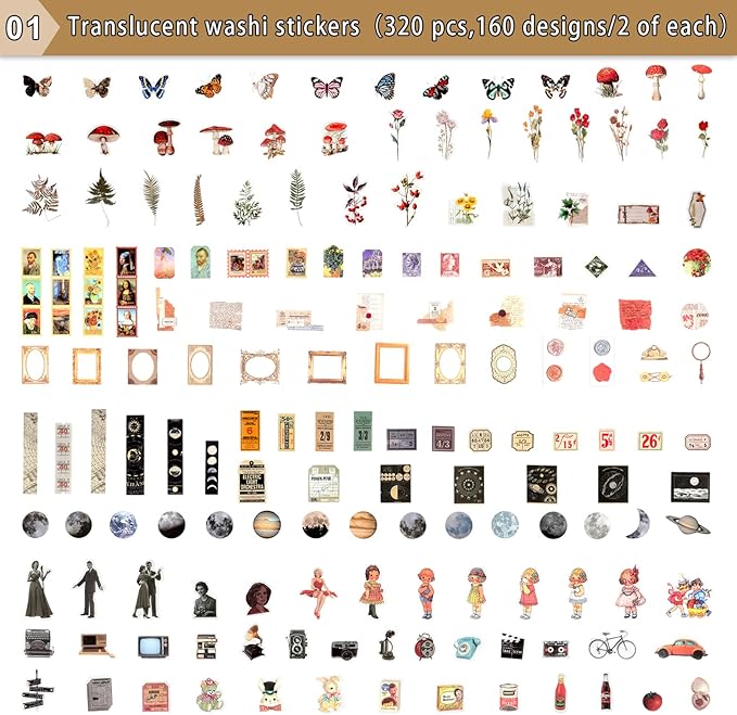 Draupnir 800pcs Vintage Junk Journal Supplies,Scrapbook Supplies Scrapbooking Paper and Stickers Ephemera for Art Aesthetic Journaling Kit Collage