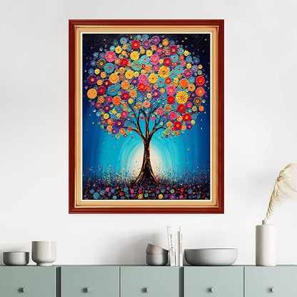 Dimensean Stamped Cross Stitch Kits Full Range of Embroidery Patterns Starter Kits for Beginners Adult DIY Cross Stitches Needlepoint Kits 11CT-Colorful Tree 16x20 inch