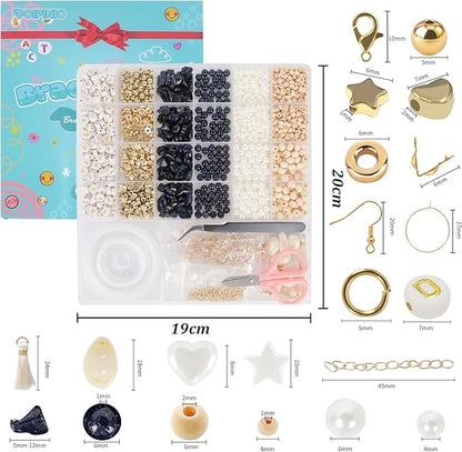 TOIPINIO Bracelet Making Kit Jewelry Making Supplies Kit Natural Stone Beads for Irregular Natural Stone with for DIY Craft-1736 PCS Friendship Bracelet/Necklace/Earrings for Adults (Blue Sandstone)