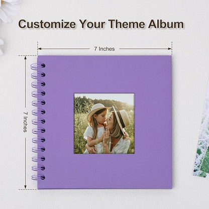 Scrapbook Album 7x7 Inches Photo Album Hardcover Kraft with Window Scrap Book Blank Memory Book for Baby Wedding Guest Book Couples Graduation Travel DIY Anniversary, 40 Pages Purple