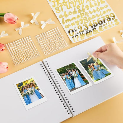 Oitnlaughter 539 Pcs Letters to The Bride Scrapbook Kit 8x8 Inch Wedding Bridal Memory Scrap Book Beige DIY Photo Album Guest Book with Pearl Stickers for Wedding Bridal Shower Anniversary