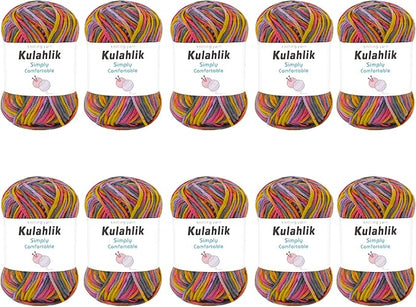 500g(10x50g) Acrylic Yarn for Crocheting and Knitting, Colorful Gradient Yarn Thread, 10 Rolls Skeins, Multicolor Hilo Acrílico, Perfect for DIY Crafts Project