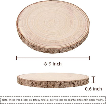 Maputune 8 Pcs 8-9 in Large Unfinished Wood Slices for Centerpieces, Natural Rustic Wooden Plate for DIY Craft, Round Wood Chips for Signage Painting Wedding Party Christmas Decor