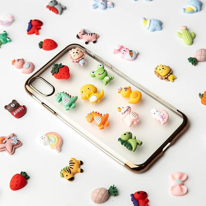 Slime Charms Cartoon Animal and Fruit Cute Set - Mixed Lot Assorted Fruit Resin Flatback Cute Sets for DIY Crafts Making,Decorations,Scrapbooking,Embellishments,Hair Clip 50pcs