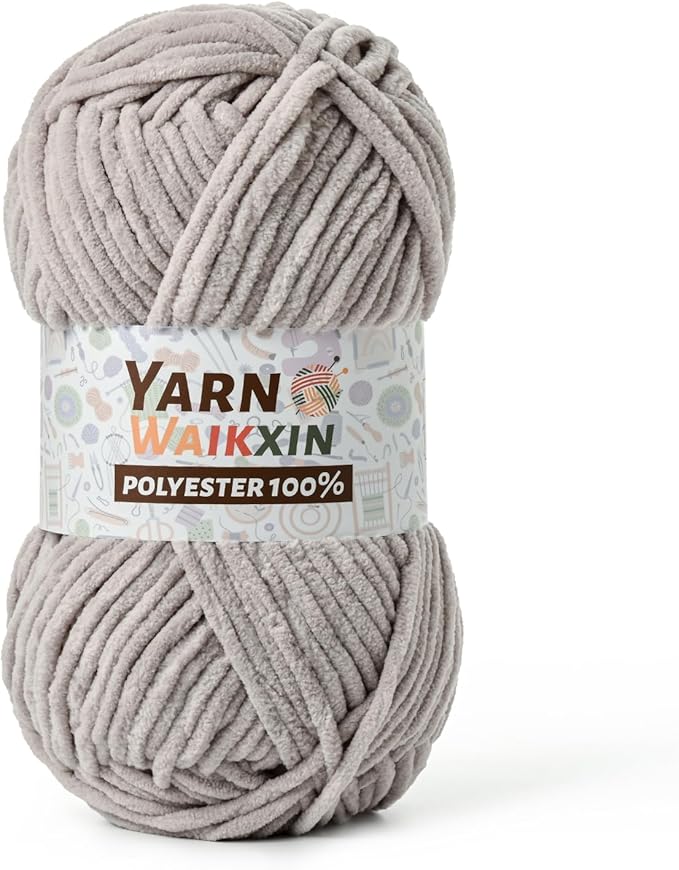 Soft Chenille Yarn for Crocheting, Fluffy Chunky Crochet Yarn for Baby Blanket, (1.76oz/65.6yds) Fuzzy Velvet Yarn for Amigurumi&DIY Puzzle、Crafts、Scarf(Light Gray)