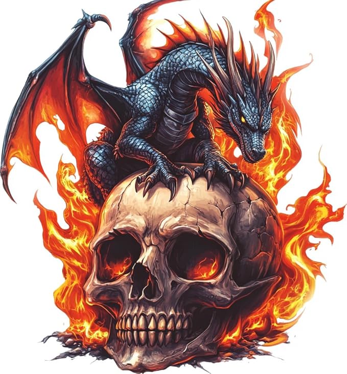 Moohue Stamped Cross Stitch Kits for Adults Animal Dragon and Skull 14CT Pre Printed Cross Stitch Kits for Beginners (Animal Dragon and Skull)