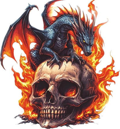 Moohue Stamped Cross Stitch Kits for Adults Animal Dragon and Skull 14CT Pre Printed Cross Stitch Kits for Beginners (Animal Dragon and Skull)