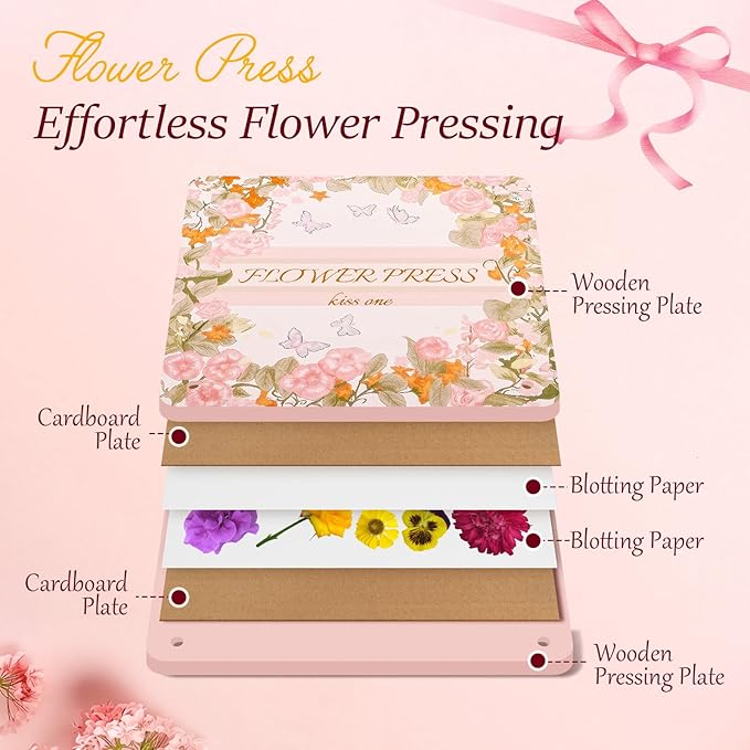Flower Press Kit – 11"x11" Large Wooden Plant Press for DIY Pressed Flowers & Bouquet Preservation | Scrapbooking & DIY Crafts | Craft Kit for Adults & Teens | Ideal Gift for Nature & Art Lovers