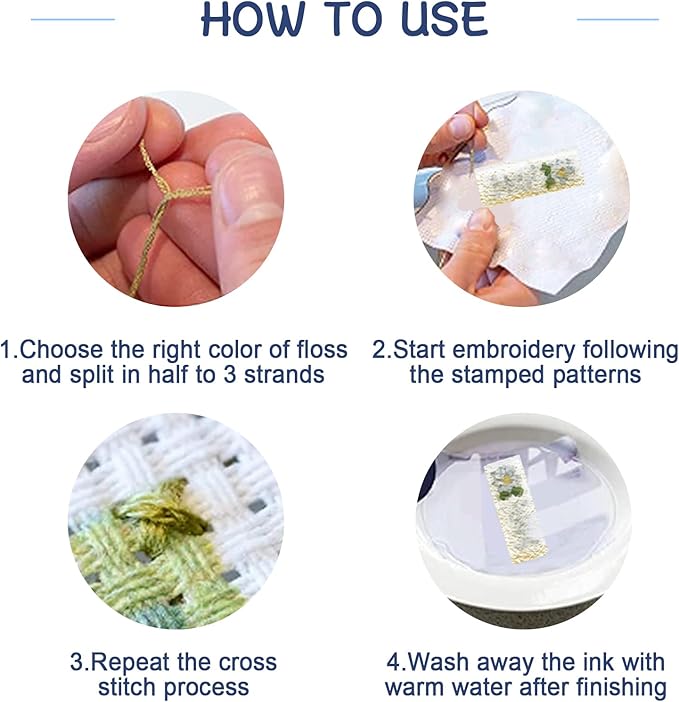 ORIGACH 6 Set Cross Stitch Bookmark Kit for Beginner Flower and Bible Verse Pattern DIY Stamped Embroidery Bookmark Kit with 19 Colors Embroidery Floss Instructions 8''x2.4''