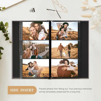 potricher Small Photo Album for 4x6 300 Photos Linen Cover Picture Book for Family Wedding Anniversary and Baby (Pink)