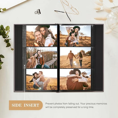 potricher Small Photo Album for 4x6 300 Photos Linen Cover Picture Book for Family Wedding Anniversary and Baby (Yellow)