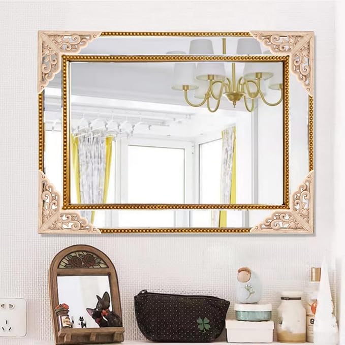 4PCS Corner Wooden Carving Decal Unpainted Wood Appliques Onlays DIY Wood Carved Furniture Appliques Onlays for Wall Bed Door Wardrobe Cabinet Furniture Decoration(04,6x6cm/2.36x2.36inch)
