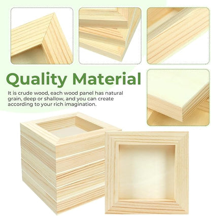 FSWCCK 10 Pack 4 x 4 inch Wood Panel Boards, Unfinished Wood Canvas Panels for Crafts, Painting Canvas, DIY Art Projects, Pouring, Arts Use with Oils, Acrylics