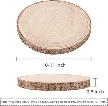Maputune 8 Pcs 10-11 in Large Unfinished Wood Slices for Centerpieces, Natural Rustic Wooden Plate for DIY Craft, Round Wood Chips for Signage Painting Wedding Party Christmas Decor