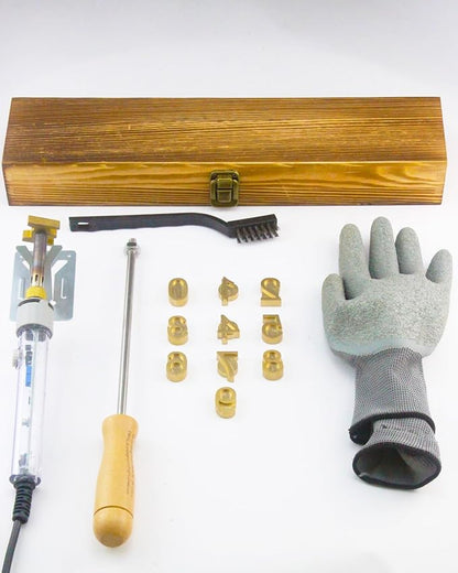 1" 10Pcs Wood Burning Letter Kit, Wood Burning Numbers for Wood Leather Hats Branding, DIY Gifts for Christmas Wedding Birthday, with 100W Electric Branding Iron and Wood Handle (Brass Numbers 0-9)