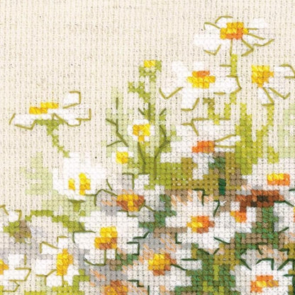 RIOLIS - Russian Daisies 1478, Cross Stitch Kits 9.75"x9.75", Cross Stitch Kits for Adults, Counted Cross Stitch Kits, Embroidery Kit for Beginners & Advanced, Floral Crossstitching Kits