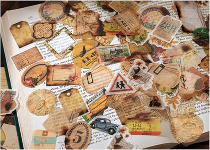 200PCS Vintage Scrapbooking Supplies Pack for Junk Journal Planners Decoupage Paper Scrapbook Stickers Aesthetic Cottagecore Collage Craft Album (Dappled Marks)