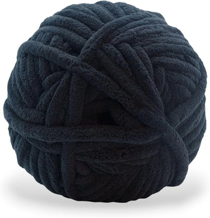 Okey Dokeys 300g Jumbo Velvet Chenille Yarn 7 Jumbo – Plush, No-Fray, Durable Plushies, Posh Soft Crochet Projects Beginner Friendly (130 yds) (Phantom Black (110), 1 Pack (17.90/Skein))