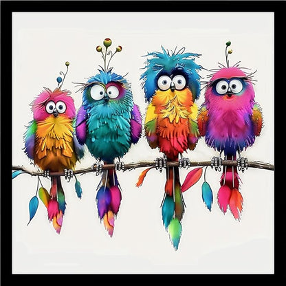 DMCVIVR Stamped Cross Stitch Kits for Beginners Adults Needlepoint Kits for Beginners Embroidery Kits for Adults Crossstitch Kit for Beginners 11CT-Four Colorful Birds 18x18 inchs