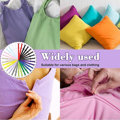 Invisible Zipper, DOITEM 60pcs 8 Inch 12 Inch Invisible Multicolor Nylon Coil Zippers for Sewing and Crafts 15 Colors