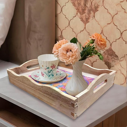 Generic DIY Art Painting Wooden Tray Kit, Food Tray with Handle Diamond Painted Table Decoration Tray, for Breakfast, Bar Dinner Table Diamond Dots Gem Painting Art Set for Beginners (#02-Mandala)