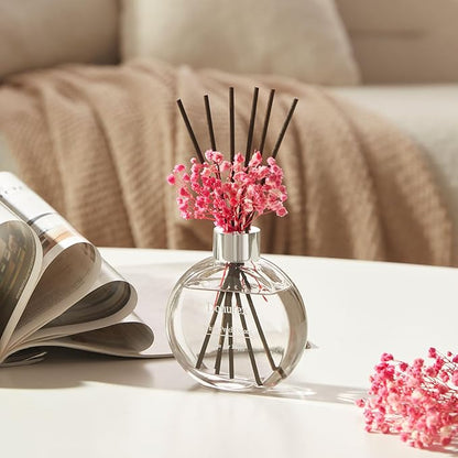 Donurex Flower Reed Diffuser Set 5.07oz White Peach & Oolong Scent Diffuser with Sticks Home Fragrance Reed Diffuser for Bathroom Shelf Decor