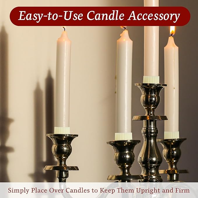 100Pcs Silicone Taper Candle Grippers Non-Slip Candle Holder Adapter Candle Drip Protectors,Vertical-Fixing Silicone Candle Rings,Decorative Stabilizer for Tapers and Candles