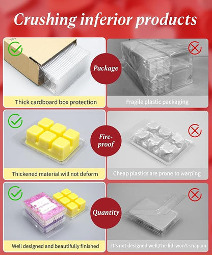 Thickened Wax Melt Molds Containers Clamshells Packaging for Wax Melts,Wax Tart Packaging for Enterprises or Households,Wax Seal Mold,Scentsy Wax Melts,Soy Wax,Wax Melt Warmer (110pcs)