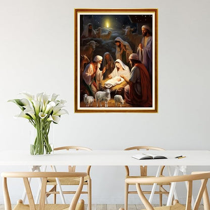 Joycasa Stamped Cross Stitch Kits for Beginners Full Range of Cross Stitching 11 CT Printed Cross Stitch Kit for Adults Cross-Stitch Patterns Needlepoint Kits- Nativity 16x20 inchs