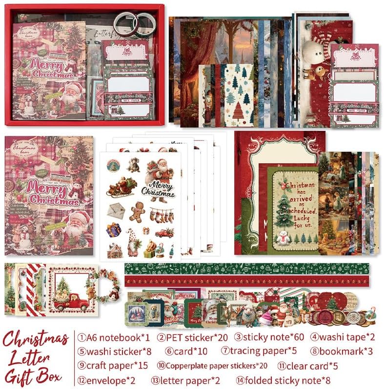 Curated Vintage Paper Craft Kit for Adults - Botanical Collage Supplies for Creative Journaling, Scrapbooking & Artful Relaxation-Christmas Theme - Image 2