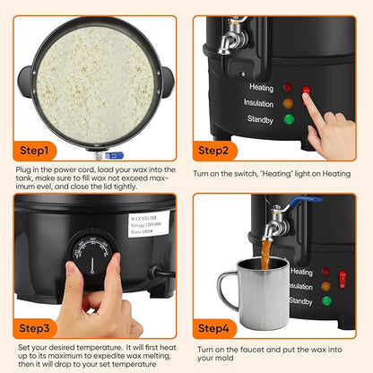 Olasme Wax Melter for Candle Making,Non-Stick Electric Wax Melting Pot,Candle Making Kit with Quick Pour Spout & Constant Temperature Control Melter for Candle Soap (4 L)