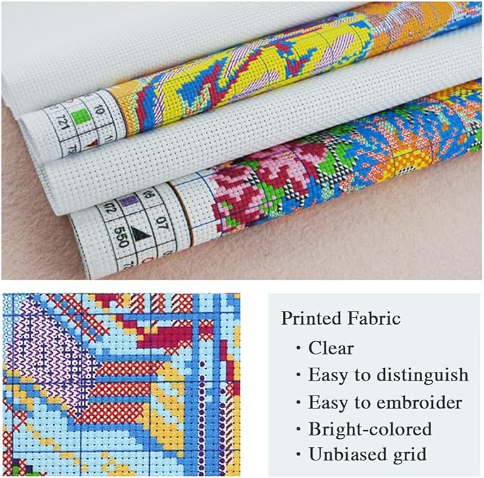Leczany Cross Stitch Kits 11CT Stamped Full Range of Embroidery Starter Kit for Beginners pre-Printed Canvas Pattern | Wolves Drink Water 14.2×16.5 inches